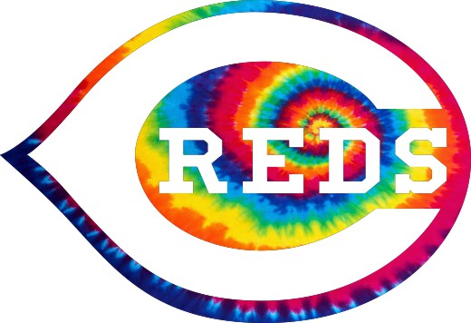 Cincinnati Reds rainbow spiral tie-dye logo iron on paper